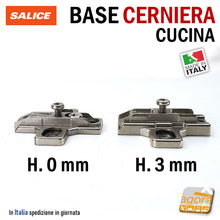 Load image into Gallery viewer, BASETTA PER CERNIERE CUCINA A CROCE TRADIZIONALE ECONOMICA SALICE H00 H03 DA AVVITARE IN ZAMA SERIE 200