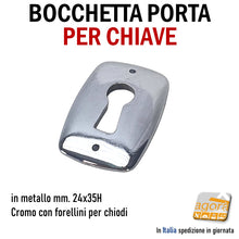 Carica l'immagine nel visualizzatore di Gallery, ROSETTA PORTA BOCCHETTA MOSTRINA PER CHIAVE PATENT CR IN METALLO mm 24x35H