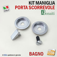 Carica l'immagine nel visualizzatore di Gallery, MANIGLIA PER PORTA SCORREVOLE BOCCHETTA LIBERO-OCCUPATO WC X BAGNO SICUREZ BAMBINI PTN FORO 48 D60 CROMATO SATINATO QUADRO Q8