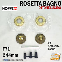 Carica l'immagine nel visualizzatore di Gallery, Rosette for door lock bathroom toilet brass with internal knob and external notch to open it with the coin for square locks 5mm 6mm 8mm original Hoppe for AGB Bonaiti Idoor and other double square locks - Bocchetta porta x bagno locali pubblici bagni wc toilette