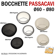 Carica l'immagine nel visualizzatore di Gallery, the best of bocchette passacavi per scrivanie rotonde 6 - 8 cm bianco nero argento incasso