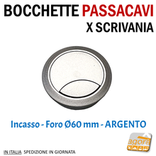 Carica l'immagine nel visualizzatore di Gallery, BOCCHETTA PASSACAVI X SCRIVANIA D 60 MM ARGENTO N ABS X MOBILI grigio