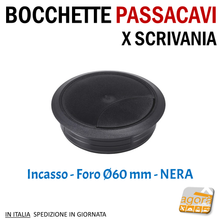 Carica l'immagine nel visualizzatore di Gallery, miglior BOCCHETTA PASSACAVI X SCRIVANIA D 60 MM NERA X MOBILI uffici