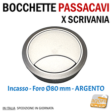 Carica l'immagine nel visualizzatore di Gallery, BOCCHETTA PASSACAVI rotonda X SCRIVANIA Diametro 80MM ARGENTO IN ABS X MOBILI