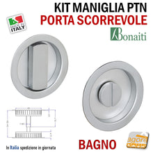 Carica l'immagine nel visualizzatore di Gallery, MANIGLIA PER PORTA SCORREVOLE BOCCHETTA LIBERO-OCCUPATO WC X BAGNO SICUREZ BAMBINI PTN FORO 48 D60 CROMO SAT