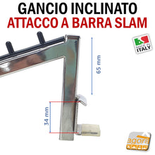 Load image into Gallery viewer, ganci broche inclinati per barre aderenti parete negozi porta gruccia attacco tubo slam