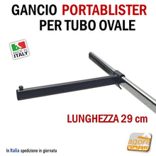 Carica l'immagine nel visualizzatore di Gallery, Gancio Ganci Broche attrezzatura negozio esposizione capi di abbigliamento grigio attacco a barra ovale tbov tubo 30x15 35x15