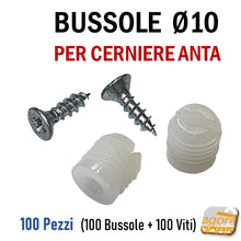 Carica l'immagine nel visualizzatore di Gallery, bussola codolo diametro D10 per inserimento su foro Ø 10 mm a espansione teflon nylon x ante cucina per fori smangiati o per fissaggi ad alta tenuta su pannelli di legno kit completo per fissaggio pannello cf100pezzi - bushing shank diameter D10 for insertion into Ø 10 mm expansion hole teflon nylon x kitchen doors for cut-out holes or for high-strength fixings on wooden panels complete kit for panel fixing cf100 pieces