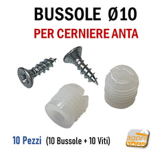 Carica l'immagine nel visualizzatore di Gallery, bussola codolo diametro D10 per inserimento su foro Ø 10 mm a espansione teflon nylon x ante cucina per fori smangiati o per fissaggi ad alta tenuta su pannelli di legno kit completo per fissaggio pannello cf10pezzi