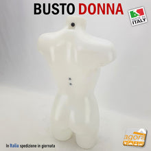 Carica l'immagine nel visualizzatore di Gallery, MANICHINO BUSTO DONNA H 82 CM BIANCO CON ATTACCHI SCHIENA-COLLO PER BASE anche con piantana rialzo base altezza regolabile