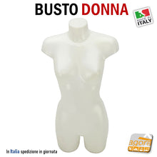 Carica l'immagine nel visualizzatore di Gallery, MANICHINO BUSTO DONNA H 82 CM BIANCO CON ATTACCHI SCHIENA-COLLO PER BASE