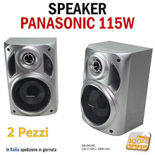 Carica l'immagine nel visualizzatore di Gallery, Coppia casse acustiche DIFFUSORE MUSICALE PANASONIC SB-AK240 CASSE AUDIO HIFI STEREO 115W ARGENTO RETTANGOLARI Nuovi alta potenza