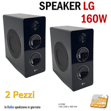 Carica l'immagine nel visualizzatore di Gallery, 2pz DIFFUSORE MUSICALE LG FAS162F CASSE AUDIO HIFI STEREO 160W NERO LUCIDO FREE STANDING - altoparlante per radio