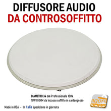 Carica l'immagine nel visualizzatore di Gallery, DIFFUSORE MUSICALE SA CT10BHS T FG CASSA AUDIO DA SOFFITTO INCASSO PLAFONIERA Made USA 100V 8 OHM BIANCA