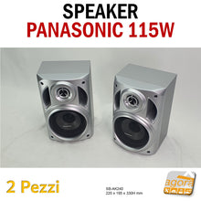 Carica l'immagine nel visualizzatore di Gallery, Coppia casse acustiche DIFFUSORE MUSICALE PANASONIC SB-AK240 CASSE AUDIO HIFI STEREO 115W ARGENTO RETTANGOLARI Nuovi alta potenza adatti per radio bar e casa