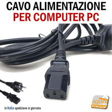 Load image into Gallery viewer, CAVO ALIMENTAZIONE COMPUTER SPINA PC SHUKO 1,8 MT NERA IEEC C13 CEE 7-7 2 metri per case pc fisso spina tedesca lineare in offerta
