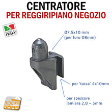 Carica l'immagine nel visualizzatore di Gallery, centratore centratori perni a incastro incastrare inserire lamella acciaio supporto ripiani legno negozi foro 8mm