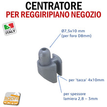 Load image into Gallery viewer, CENTRATORE PER REGGIRIPIANO MENSOLA ATTREZZATURA PARETE NEGOZIO GRIGIO D8X10MM PERNO bloccaggio pannello