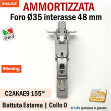 Carica l'immagine nel visualizzatore di Gallery, CERNIERA SALICE SILENZIA 155 NUOVA ROBUSTA REGOLABILE IN METALLO DOPPIO AMMORTIZZATORE CHIUSURA RALLENTATA
