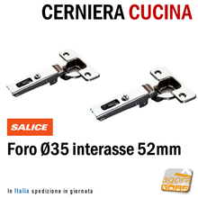 Load image into Gallery viewer, ricambio per anta cucina cerniera salice wurth grass nexis foro 35mm