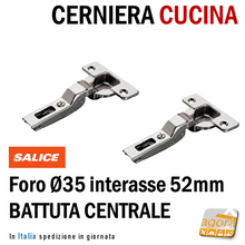 Load image into Gallery viewer, CERNIERA CUCINA A MOLLA FORO 35mm MEZZO COLLO RICAMBIO SALICE-WURTH BATTUTA CENTRALE