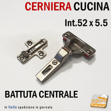 Carica l'immagine nel visualizzatore di Gallery, CERNIERE PER ANTE IN LEGNO CUCINA COMPLETE DI BASE CON PERNI 10MM DA AVVITARE WURTH