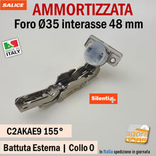 Carica l'immagine nel visualizzatore di Gallery, CERNIERA AMMORTIZZATA RALLENTATE CHIUSURA PER ANTE USCITA COMPLETA GROSSA RICAMBIO CUCINA SALICE NUOVA