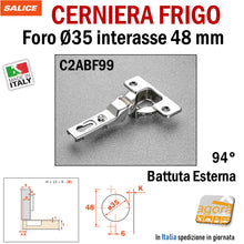 Carica l'immagine nel visualizzatore di Gallery, CERNIERA FRIGO PER MOBILI CUCINA PER ANTE SALICE C2ABF99 PRONTA CONSEGNA
