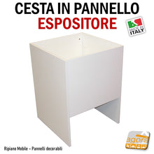 Carica l'immagine nel visualizzatore di Gallery, BANCARELLA CESTA ESPOSITORE CESTONE PER NEGOZI CHIUSA ANTICADUTA SU MISURA E DECORABILE arredo negozio bancarelle mercato saldi discount