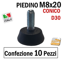 Carica l'immagine nel visualizzatore di Gallery, 10 pezzi confezione da 10 piede piedino filettato metrico in gomma e acciaio zincato MA 8 mm filetto M 8 regolabile inserto