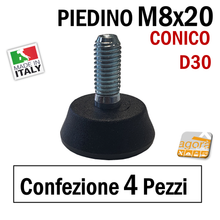 Carica l'immagine nel visualizzatore di Gallery, 4 pezzi confezione da 4 piede piedino filettato metrico in gomma e acciaio zincato MA 8 mm filetto M 8 regolabile inserto