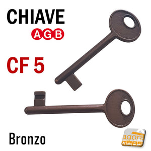 CF 5 n.5 Chiave per porta interna serratura patent AGB bronzo bronzata normale standard semplice originale