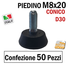Carica l'immagine nel visualizzatore di Gallery, 50 pezzi confezione da 50 piede piedino filettato metrico in gomma e acciaio zincato MA 8 mm filetto M 8 regolabile inserto