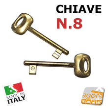 Carica l'immagine nel visualizzatore di Gallery, CHIAVE X SERRATURA PORTA INTERNA BONAITI PATENT IN METALLO OTTONE N 8