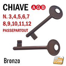 Carica l'immagine nel visualizzatore di Gallery, CHIAVE X SERRATURA PORTA INTERNA AGB PATENT IN METALLO BRONZO N 3-4-5-6-7-8-9-10-11-12 PASSEPARTOUT CHIAVI