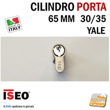 Carica l'immagine nel visualizzatore di Gallery, CILINDRO YALE PER PORTA EUROCILINDRO PER SERRATURE PORTA ISEO 65mm 30-35 NICHELATO cilindri per porte esterne