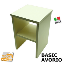 Carica l'immagine nel visualizzatore di Gallery, Comodino Tavolino Panchetta Servetto Pianetto con vano a giorno BASIC table Avorio Magnolia Legno supporto stand desk