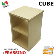 Carica l'immagine nel visualizzatore di Gallery, Comodino Tavolino Panchetta CUBE Servetto Pianetto Table con vano CON RUOTE FRASSINO