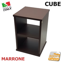 Carica l'immagine nel visualizzatore di Gallery, Comodino Tavolino Panchetta CUBE Servetto Pianetto Table con ruote Marrone cacao cioccolato