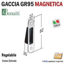 Carica l'immagine nel visualizzatore di Gallery, Riscontro Gaccia Magnetica Bonaiti 82x22 per Serrature B-NO 937 Cromo Sat Contropiastra mm 82x22 - 22x82