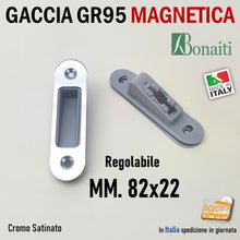 Carica l'immagine nel visualizzatore di Gallery, Riscontro Gaccia Magnetica Bonaiti 82x22 per Serrature B-NO 937 Cromata Satinata Contropiastre magnetiche
