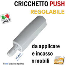 Carica l'immagine nel visualizzatore di Gallery, cricchetto push grigio applicare avvitare incasso foro 10mm corto uscita 16mm
