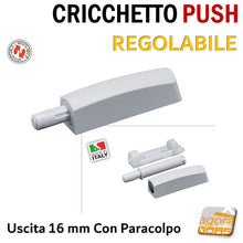 Carica l'immagine nel visualizzatore di Gallery, pistoncino push x mobili x ante senza maniglia registrabile paracolpo grigio