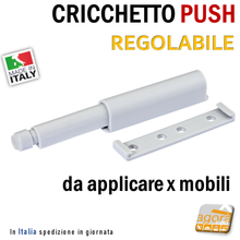 Carica l'immagine nel visualizzatore di Gallery, CRICCHETTO PUSH REGOLABILE PER APERTURA ANTE INVISIBILI MOBILE SENZA MANIGLIA DA APPLICARE USCITA 40MM
