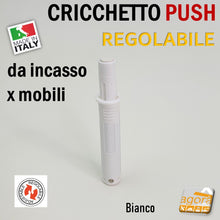 Carica l'immagine nel visualizzatore di Gallery, CRICCHETTO PUSH REGOLABILE PER APERTURA ANTE INVISIBILI MOBILE SENZA MANIGLIA INCASSO CORSA 14mm BIANCO CORTO professionale