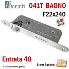 Carica l'immagine nel visualizzatore di Gallery, serratura porta bagno cromo satinato bonaiti Frontale 240x22mm
