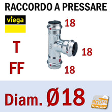 Carica l'immagine nel visualizzatore di Gallery, D18-18-18 Raccordo Idraulico a pressare pinzare VIEGA PRESTABO Press-Fitting Acciaio O-Ring Raccordo a T tee FF Femmina Femmina Rosso Modello 1118