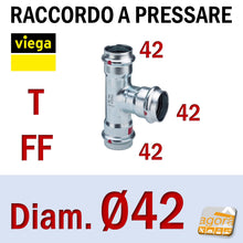 Carica l'immagine nel visualizzatore di Gallery, D42-42-42 Raccordo Idraulico a pressare pinzare VIEGA PRESTABO Press-Fitting Acciaio O-Ring Raccordo a T tee FF Femmina Femmina Rosso Modello 1118