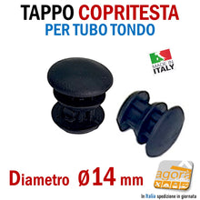 Carica l'immagine nel visualizzatore di Gallery, Diametro 14mm D1,4cm TAPPO TONDO COPRITESTA Nero TAPPI ALETTATI COPERTURA A VISTA INSERTO PER TUBO ROTONDO BELLO - tappi per rifinire la testa dei tubi cappucci copertura per tubolari tondi plastica nera
