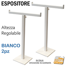 Load image into Gallery viewer, 2Pz ESPOSITORE DA BANCO A T CON BASE REGOLABILE IN ALTEZZA Bianco-Nero